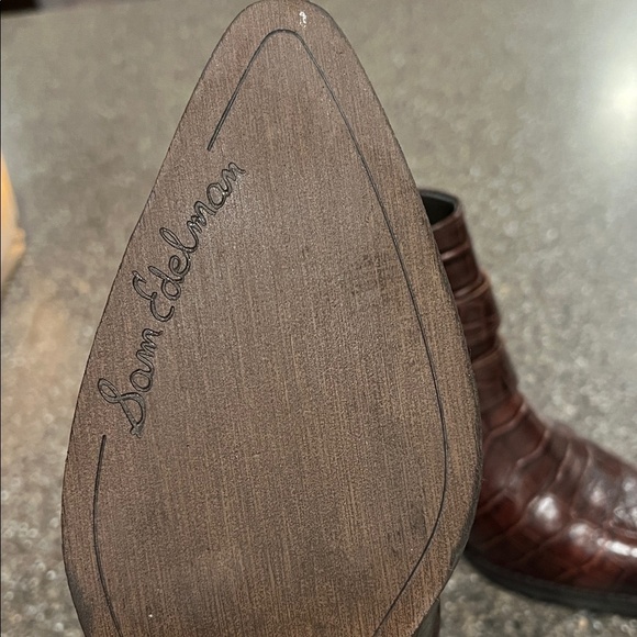 Sam Edelman Dark Brown Crocodile Western Windsor Boots Size 8 - Picture 6 of 10